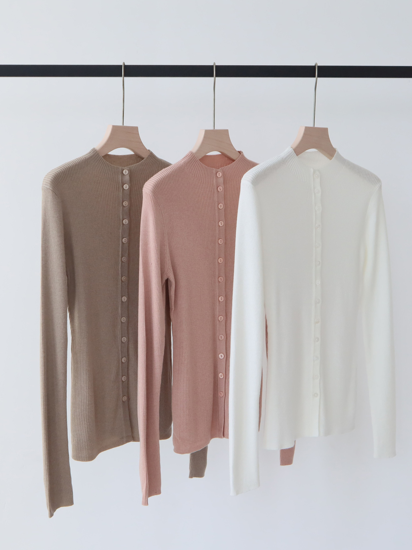 bbmy1 Elegant Woolen Knit Cardigan with French Cuff - Comfortable High Neck Slimming Layering Option for Women