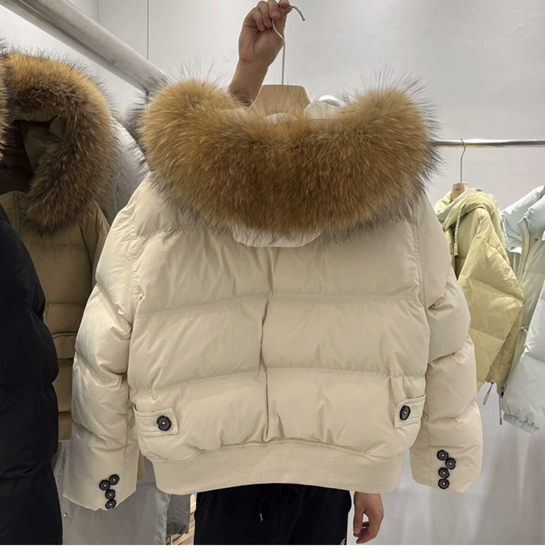 Korean Version Autumn and Winter Big Fur Collar Down Jacket for Women Short Style Loose and Thick Small Jacket Trendy Women Jackets Coat Woman Fur 241