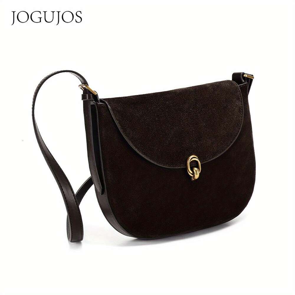 1pc JOGUJOS women's leather velvet fashionable shoulder bag, large capacity, style, polyester lining, solid color, top handle, rotating lock clos