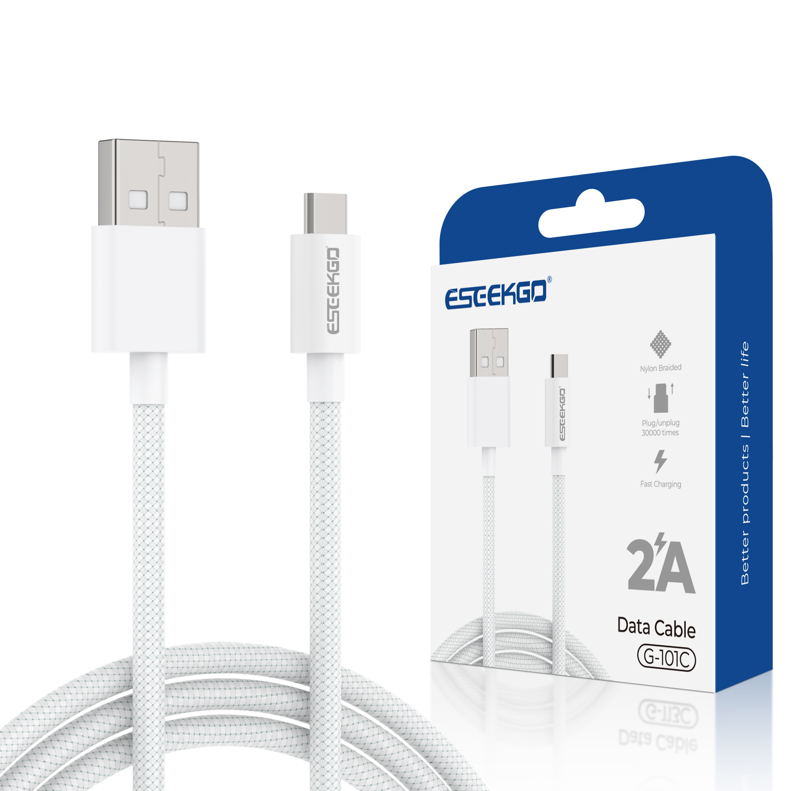 Nylon braided Data Cable For Apple iPhone 15 14 13 12 Quick Charging USB To Micro Data Cable With retail packaging