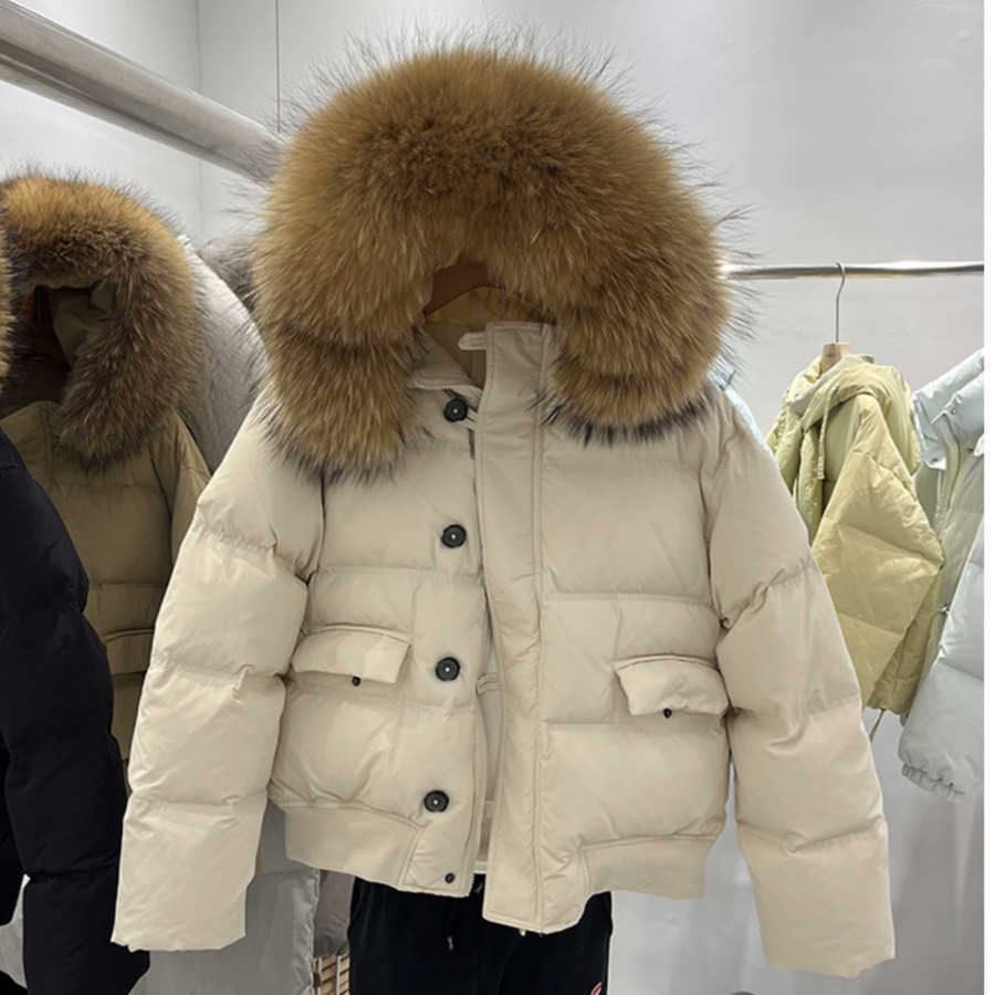 Korean Version Autumn and Winter Big Fur Collar Down Jacket for Women Short Style Loose and Thick Small Jacket Trendy Women Jackets Coat Woman Fur 241
