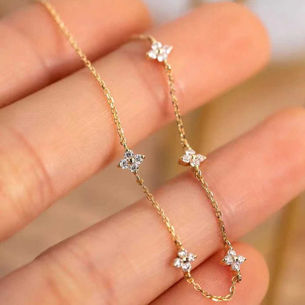 Waterproof Gold Silver Mini Zircon Flower Pendant Bracelet Chain for Womens Fine Jewelry Gifts Luxury Female Bracelets Bangles W250116