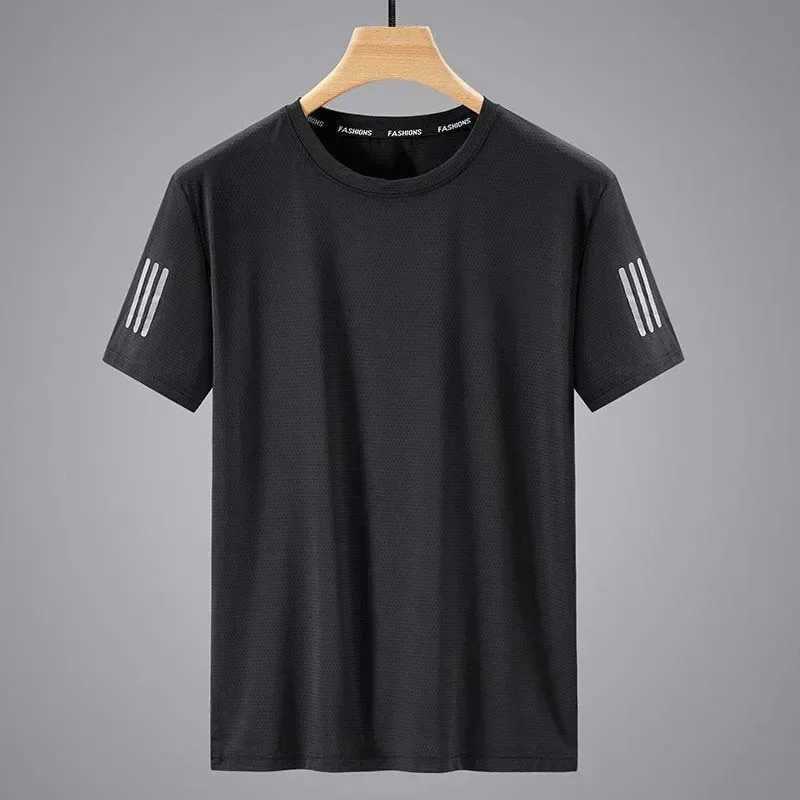 Summer Ice Silk T-shirt Mens Round Neck Quick Drying Short Sleeves Breathable Half Sleeve Top Mens Sport Loose TeeXJ250117