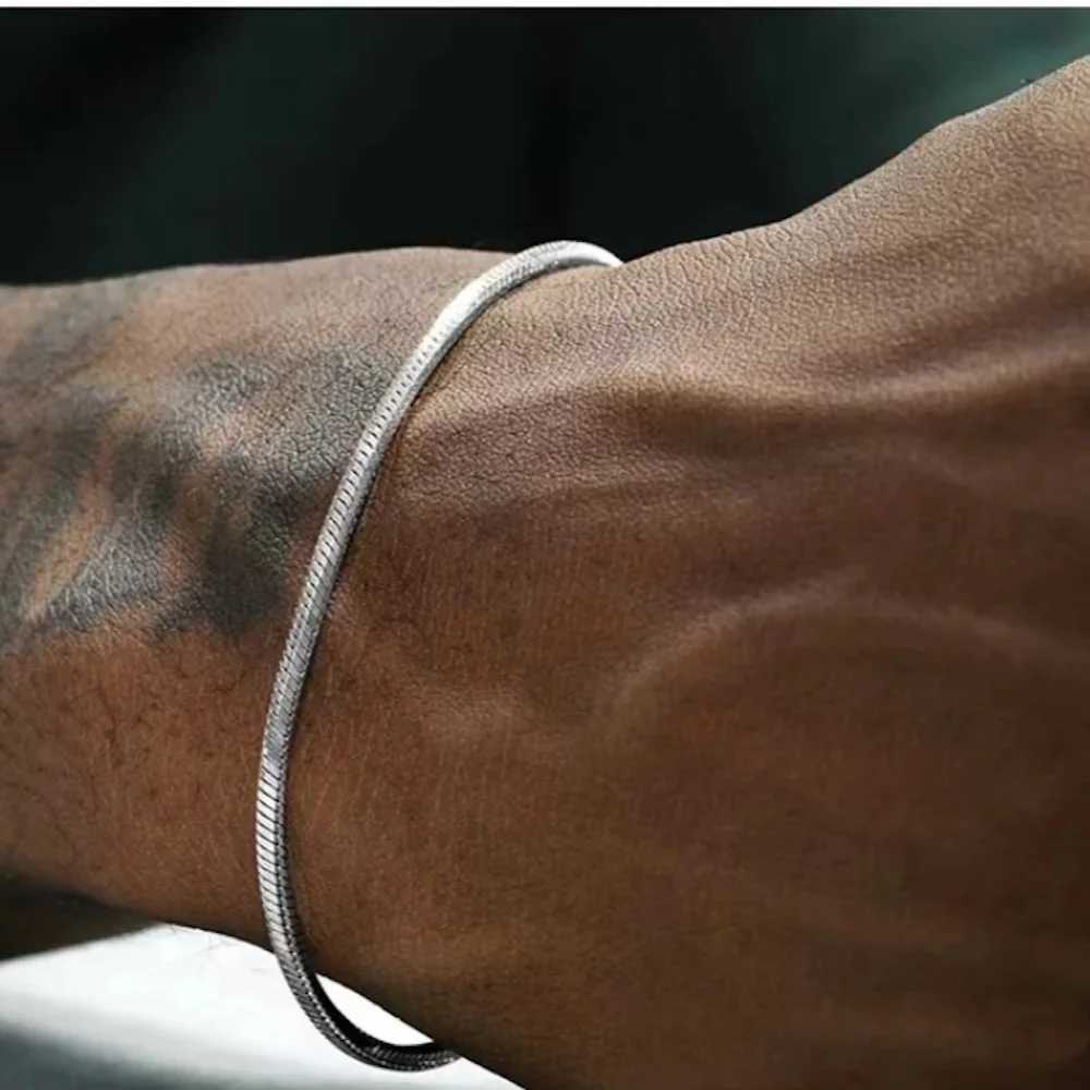 925 sterling silver 3MM 16-23cm Simple Snake Chain Bracelet Men Hip Hop For Women Fashion Charm Punk Party Jewelry Wholesale W250116