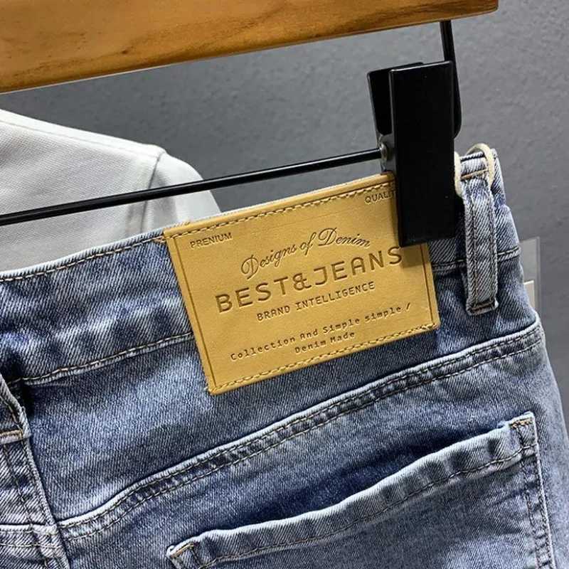Mens Short Jeans Pants Ripped Male Denim Shorts Blue Stretch Selvedge Fitted Streetwear Trend 2024 Cowboy Sale Y2k Harajuku XlXJ250117