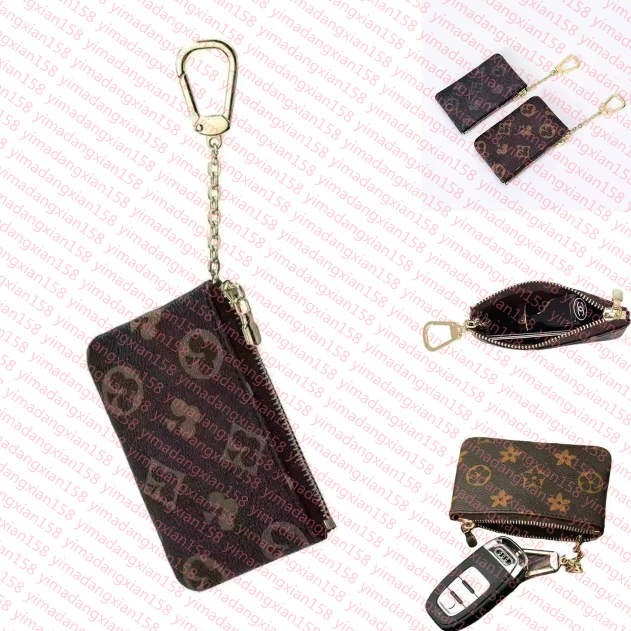 Luxury Designer key coin purse Womens classic Graphite wallet bag card holder case passport key pouch wristlets mens keychain zipper pocket