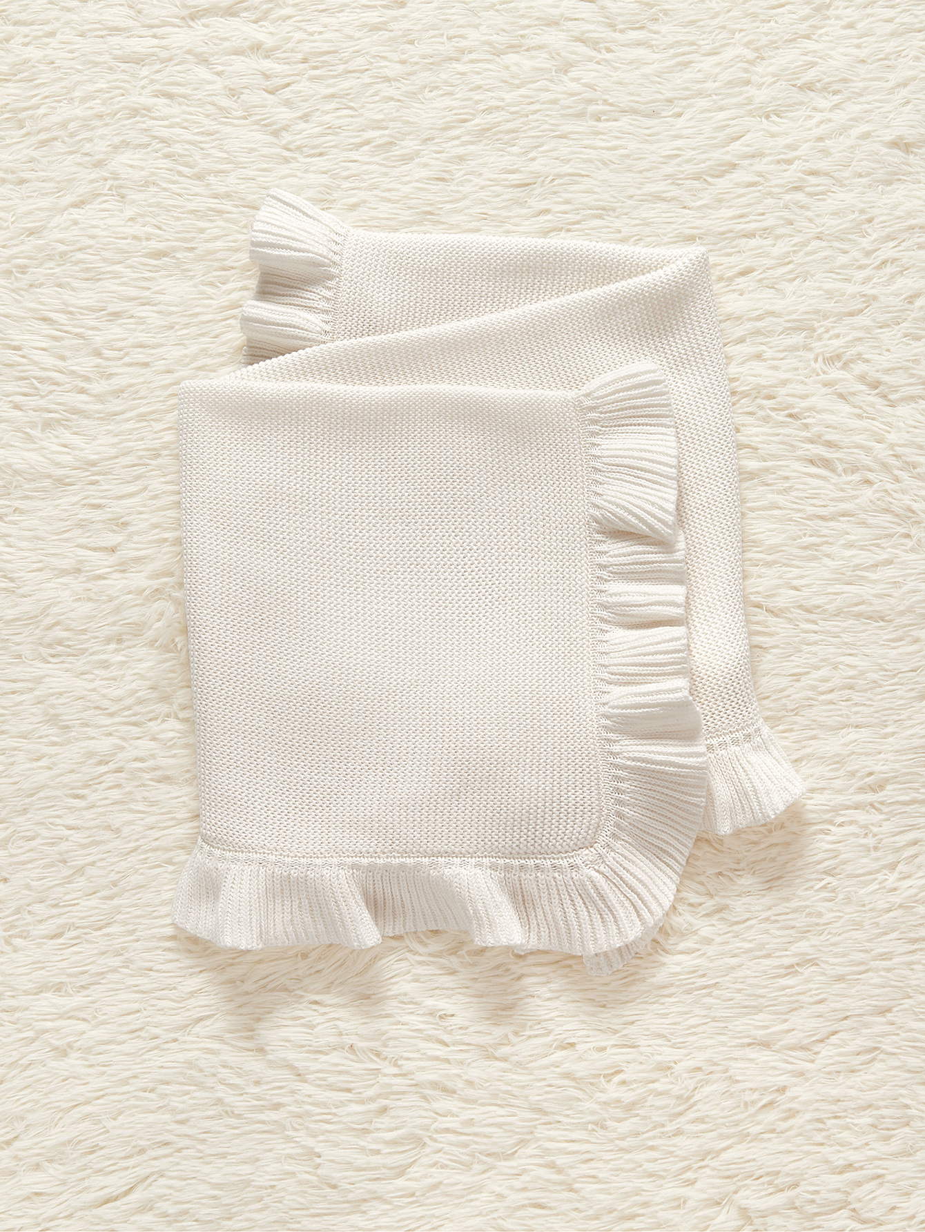 Comfortable Infant Knitted Quilted Throw Blankets Featuring Lace Trim