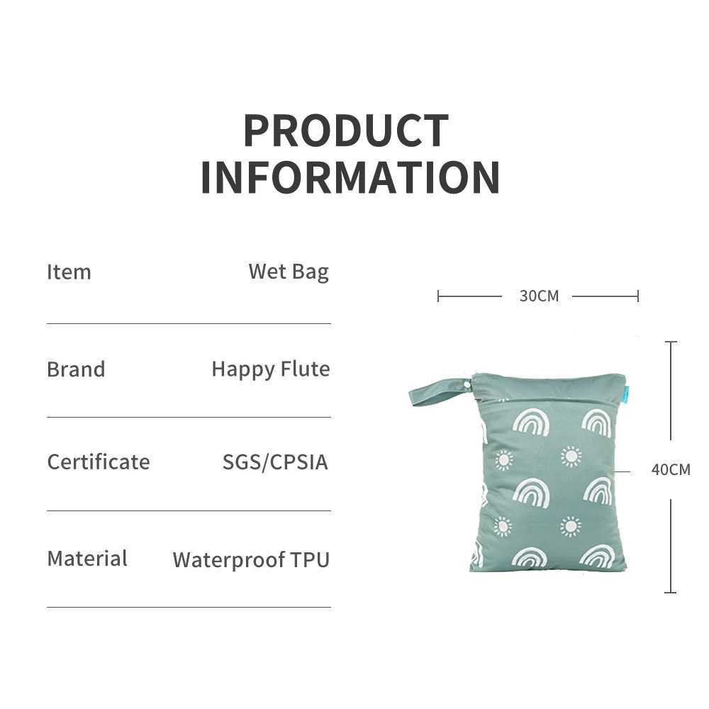 Happyflute Wetbag For Baby Diapers Nappies Waterproof Reusable Diaper Bag With Two Zipper 30cmx40cmXJ250117