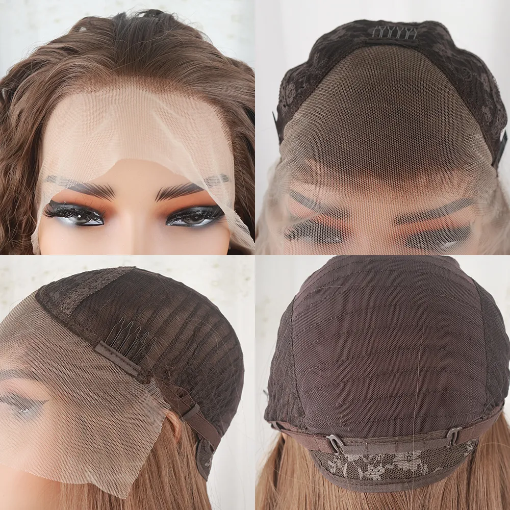 Kiky Curly 13x4 Brow Frotal Wig Simulatio to Huma Hair Glueless Preplucked Sythetic Wigs Lace Frot 32 Ich 280 Ddesity Wet Ad Wavy Waves For Black