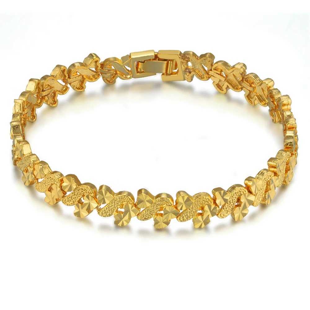 Womens Fashion Heart Chain Bracelet Gold Plated Vintage Bracelets Female Jewelry Party Anniversary Wedding Gift WholesaleXJ250117