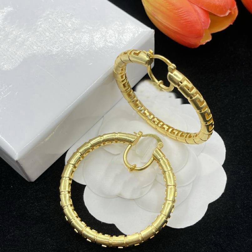 Hoop Earrings Ear Studs Greece pattern Medusa portrait sculpture women men earring Brass ladies Ear clip Designer Jewelry XMER38 --014