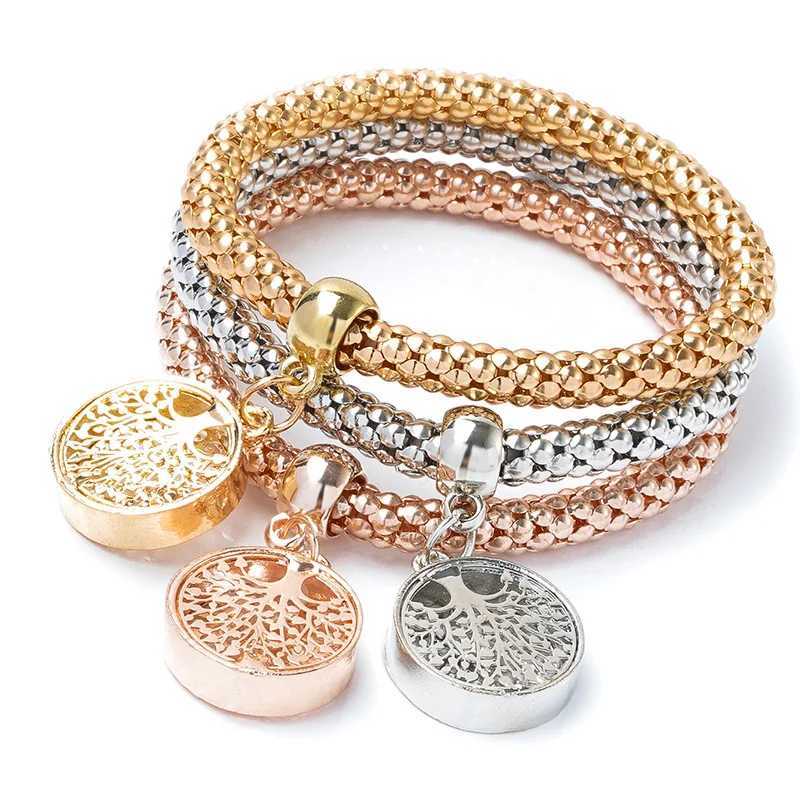 3-Color Womens Fashion Elastic Corn Chain Heart Pendant Bracelet Set Suitable for Date Travel Party Festival Dr GiftsXJ250117
