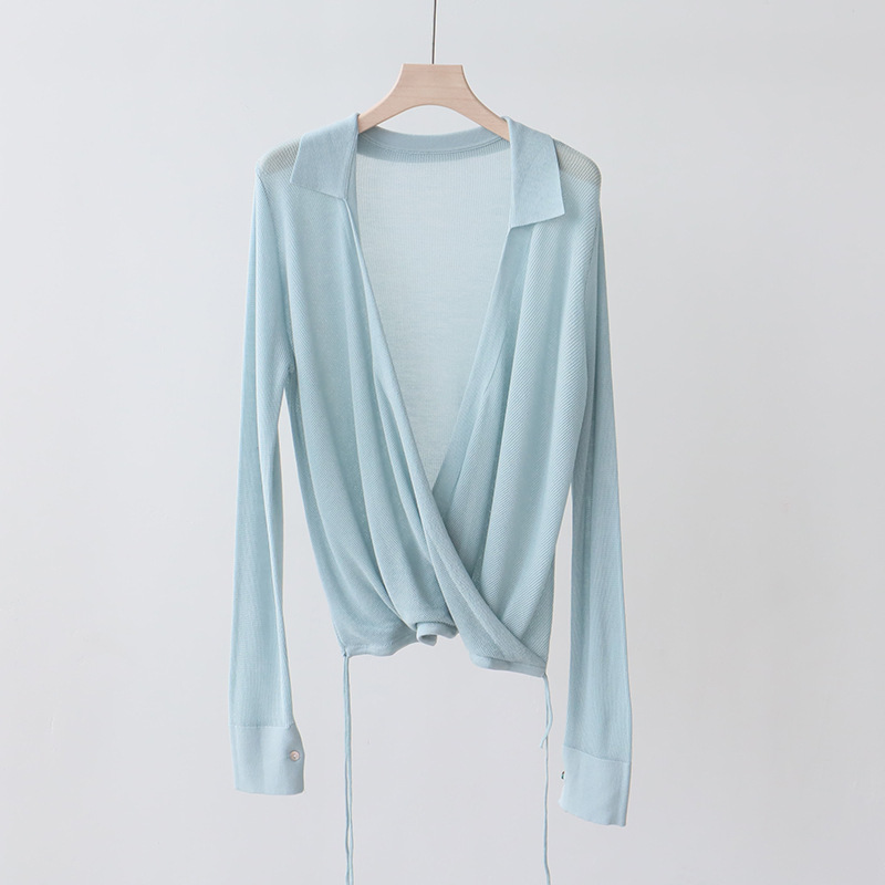 COHB3 Chic Women's Knit Cardigan in Light Fabric - Soft V-Neck & Feminine Lapel Detail