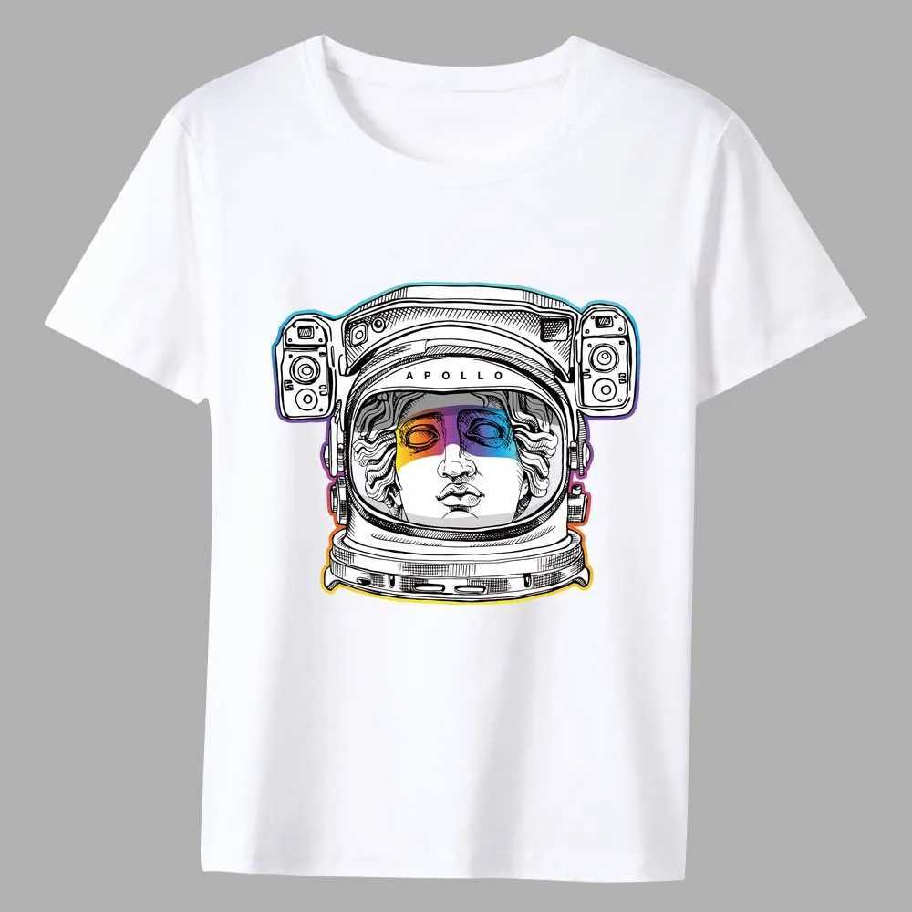 Mens T-shirt New Hot Sale Cartoon Astronaut Pattern Print Series Tee Shirt Summer Casual White Classic Male Short-sleeved TopsXJ250117