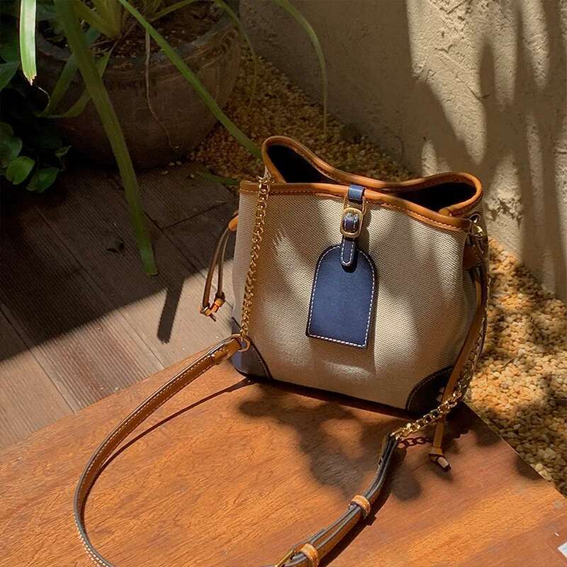 Maxdutti Fashion Girl Retro Ing Contrast Color Bucket Messenger Bag Women Versatile Casual Design Handbag Shoulder