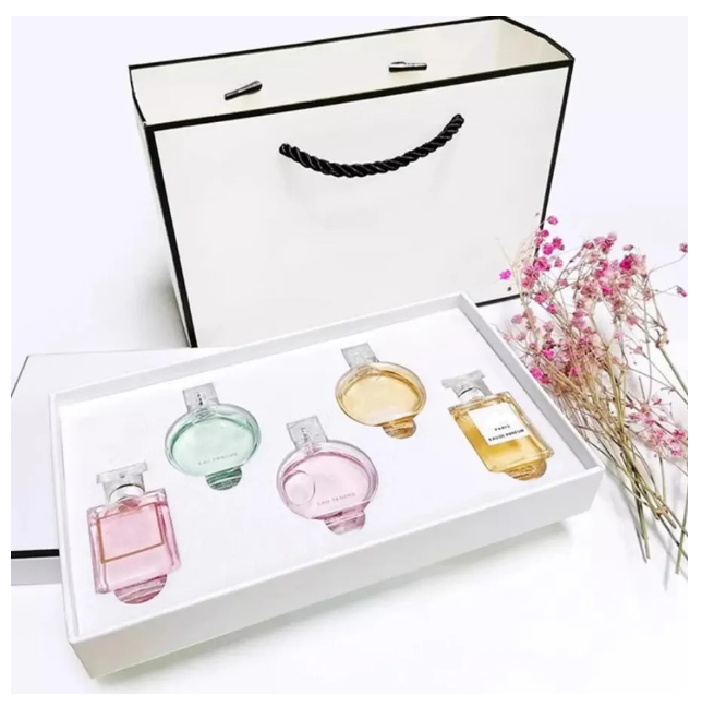 Ensemble de vente le plus chaud 15 ml de parfum à lèvres à lèvres Eyeliner Mascara 5 en 1 avec box lèvres Kit cosmétique pour femmes Drop cadeau