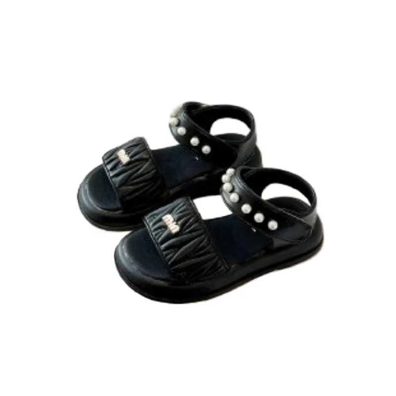 Sandals 2024 Summer New Childrens Fashion Sandals Korean Version of Girls Sequin Princess Girls Open-toe Soft-soled ShoesY2501161J3F