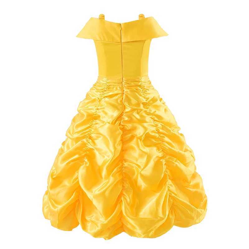 Yellow Princess Dress Halloween Cosplay Costumes Beau and The Beast Kid Dress For 2-10Y Girls Birthday Par Children ClothingXJ250117