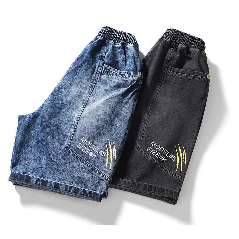 Summer Big Size Short Men Casual Plus Size Large Black 5 Loose Denim Shorts 8XL Breeches Jean Knee Shorts Pants Y2k 5XL 7XL BlueXJ250117
