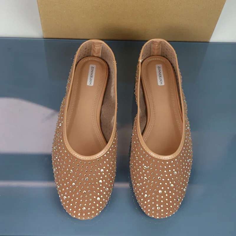 Rhies Women's Ballet Flats Breathable Mesh Shallow Comfort Casual Shoes Brand Designer 2025 Spring Ladies Footwear