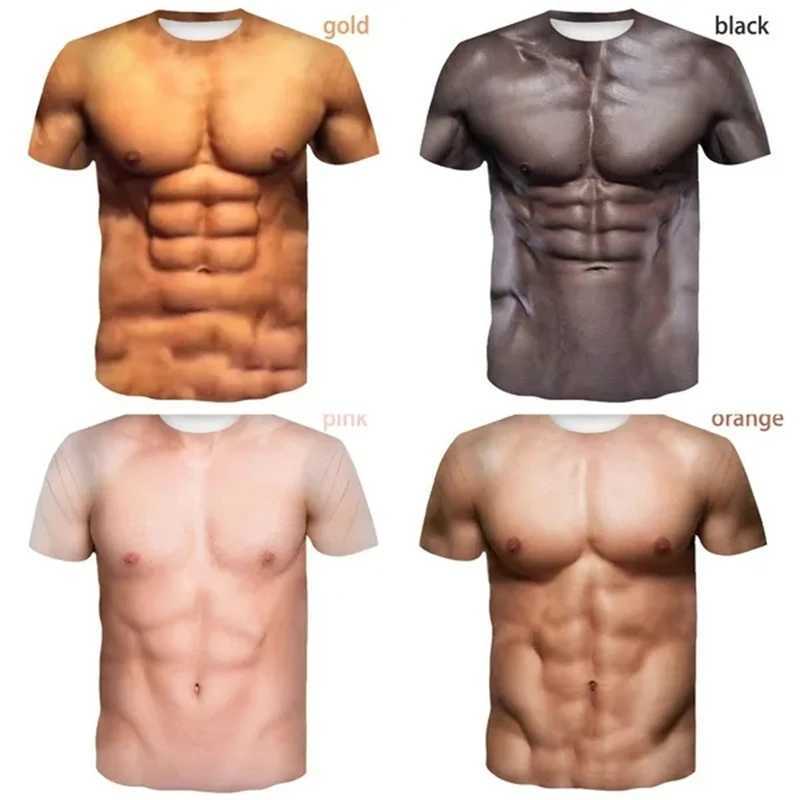 Newest Muscular Man 3D Printed T Shirt Fashion Funny Short-Sleeved Tops Pullover Mens Apparel Tee Shirt Streetwear Loose MaleXJ250117