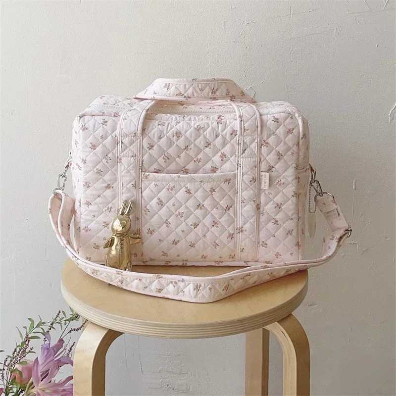 Lightweight Portable Pink Floral Multi-functional Mommy Bags Cotton Crossbody Babys Nappy Bag Mummy Shoulder BagXJ250117
