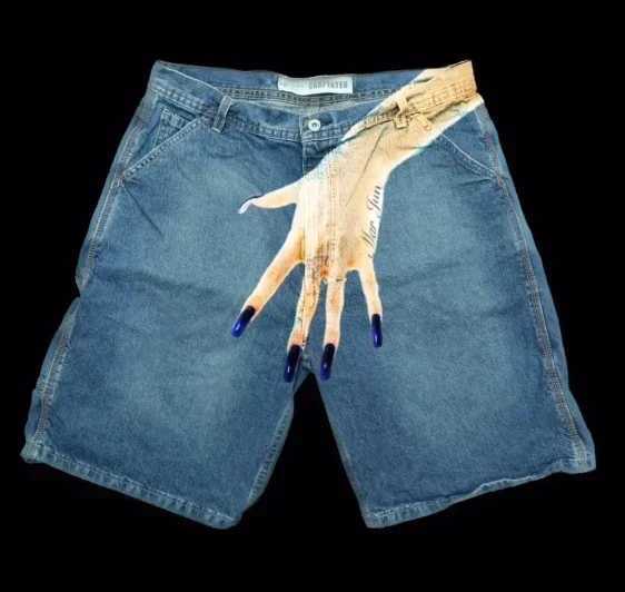 2024 Summer Denim Shorts Personalized Palm Pattern Print Y2K Hip-Hop Casual Trend Gothic Loose Sports Pants Basketball Shorts W250319