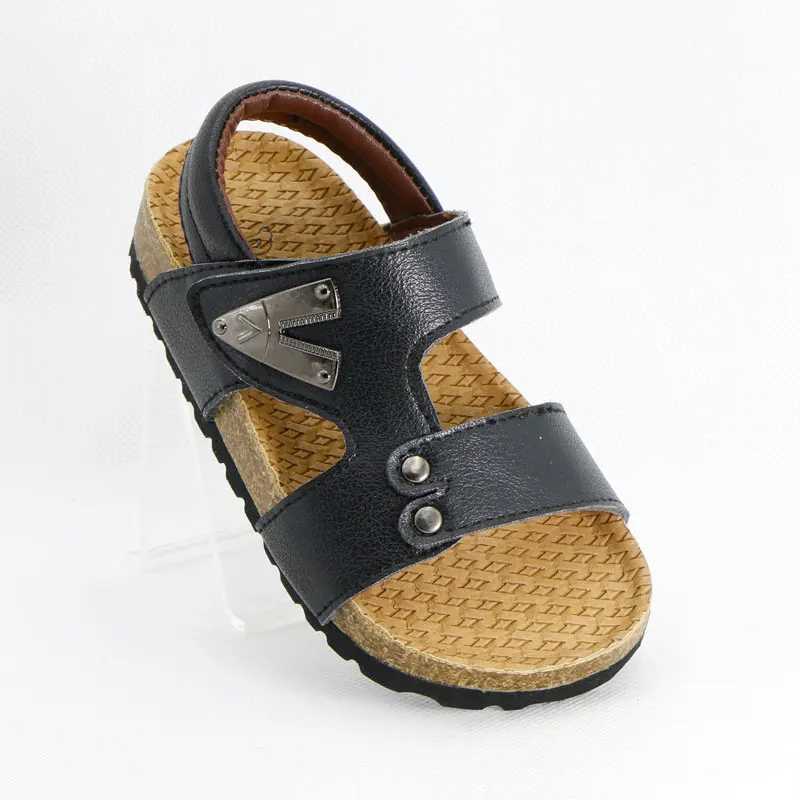 Sandals Children Summer Boys Sandals Soft PU Leather Flat Heels Toddler Kids Cork Comfortable Casual Shoes Male Teenagers 1-3-12 YearsY250116Q9PQ z250