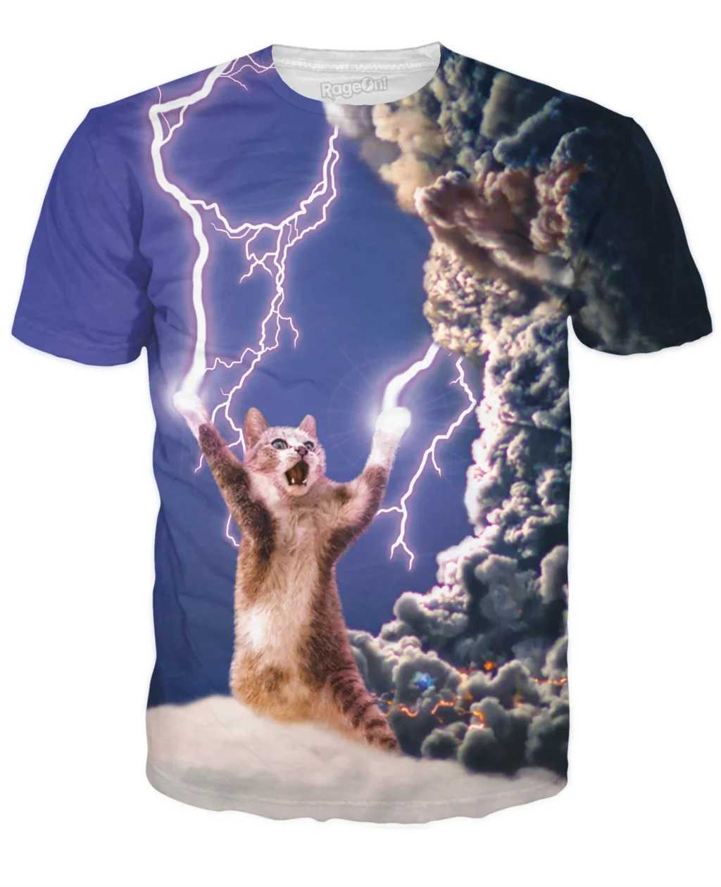 Funny Cat 3D Print Summer Mens O-Neck T-shirt Casual Short Sleeve Oversized Pullover Fashion Tops Trend Streetwear Men ClothingXJ250117