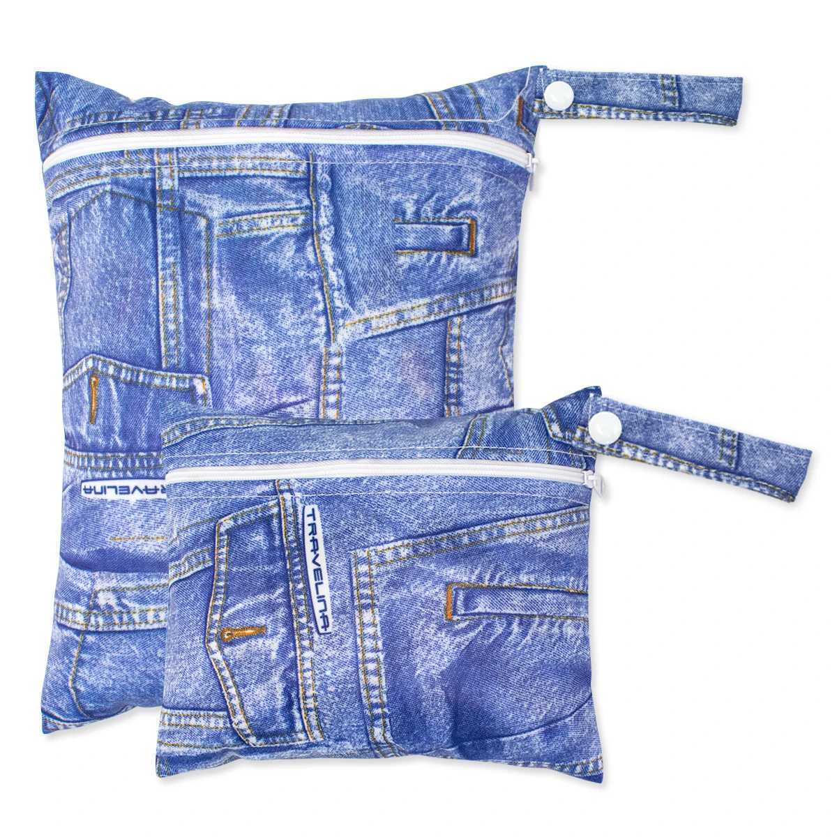 2pcs Set Smooth Zipper Pocket Multi-Scenario Use Can Be Hung Waterproof Reusable Diaper Cover WetBag Washable Yoga BagXJ250117