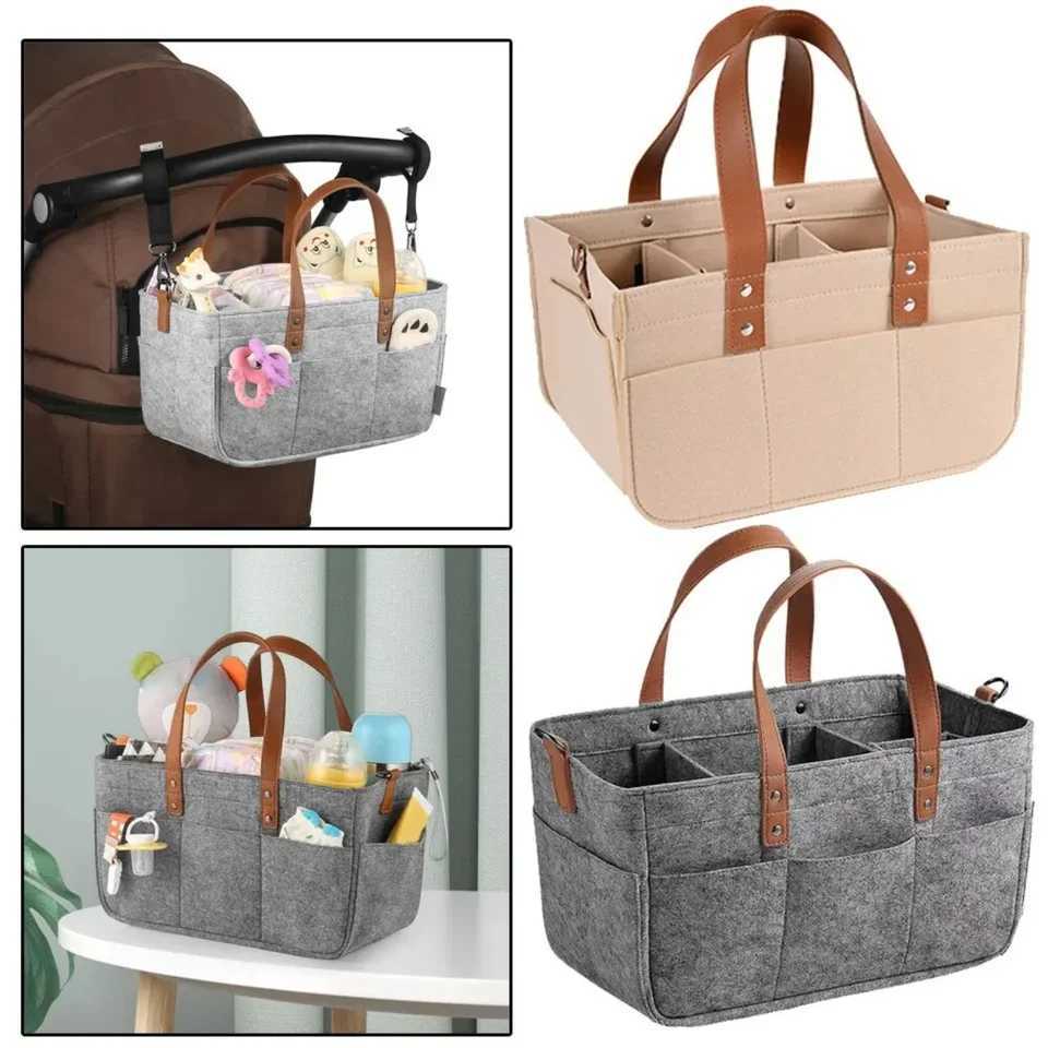 Lightweight Multifunctional Materni Bag Travel Childrens Clothes Storage Basket Foldable Felt Shopping Bag Diaper BagXJ250117