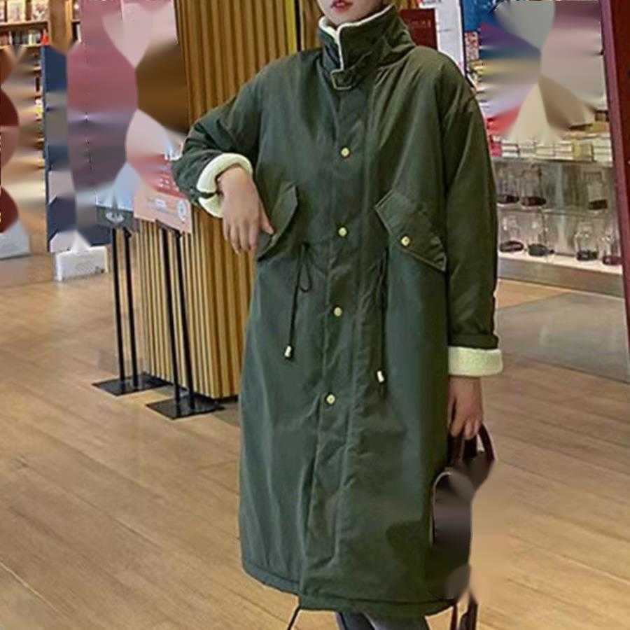 Womens Winter Cotton Jacket With Thickened Lamb Wool And Plush Mid To Long Over Knee Korean Version Loose Style Women Jackets Coat 241209