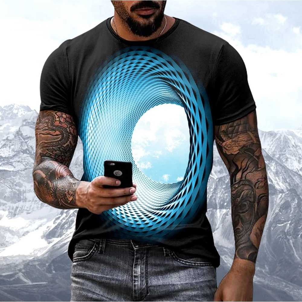 New Mens Personalized T-shirt Fashion 3D Sky Print Casual Crew Neck T-shirtXJ250117