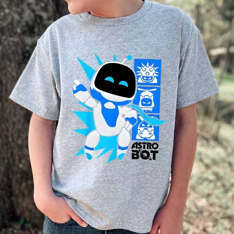 New Astro Bot T-shirt Kids Cute Cartoon Figure Graphic T Shirt Boys Girls Casual Short Sleeve Tops Creative Robot Fashion Shirt M250116