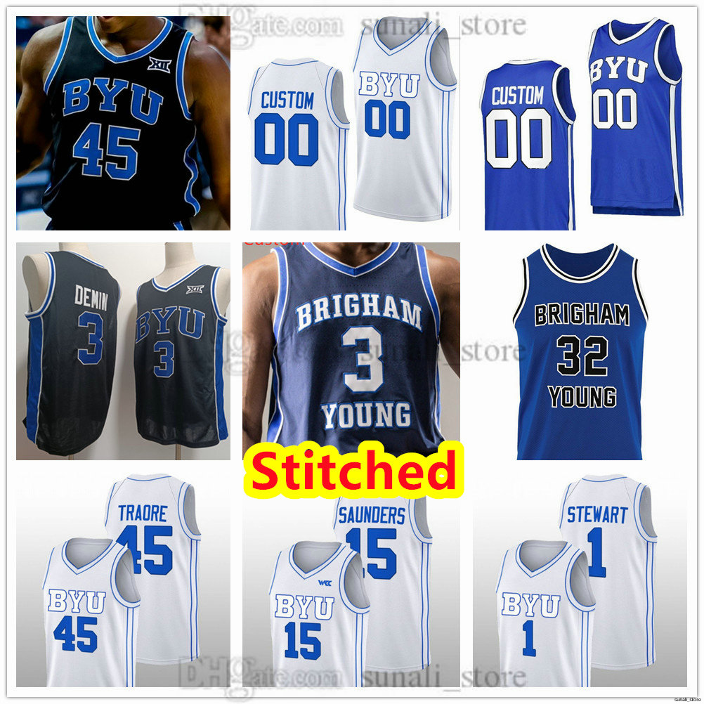 Stitched 2025 BYU Cougars College Basketball Jersey 3 Egor Demin 21 Trevin Knell 13 Keba Keita 15 Richie Saunders 0 Mawot Mag 45 Fousseyni Traore 6 Kanon Catchings