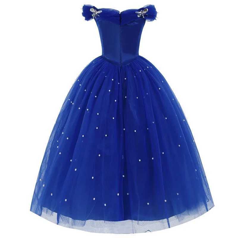 Cinderella Princess Same Cosplay Sle Dark Blue Girl Luxury Dress Off-Shoulder Puff Skirt Christmas Par Girls Gift Z250117