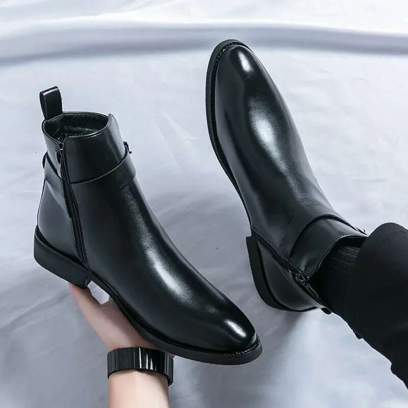 brand men's formal leather oxford dress business ankle boots men 38-47 free shipping shoes