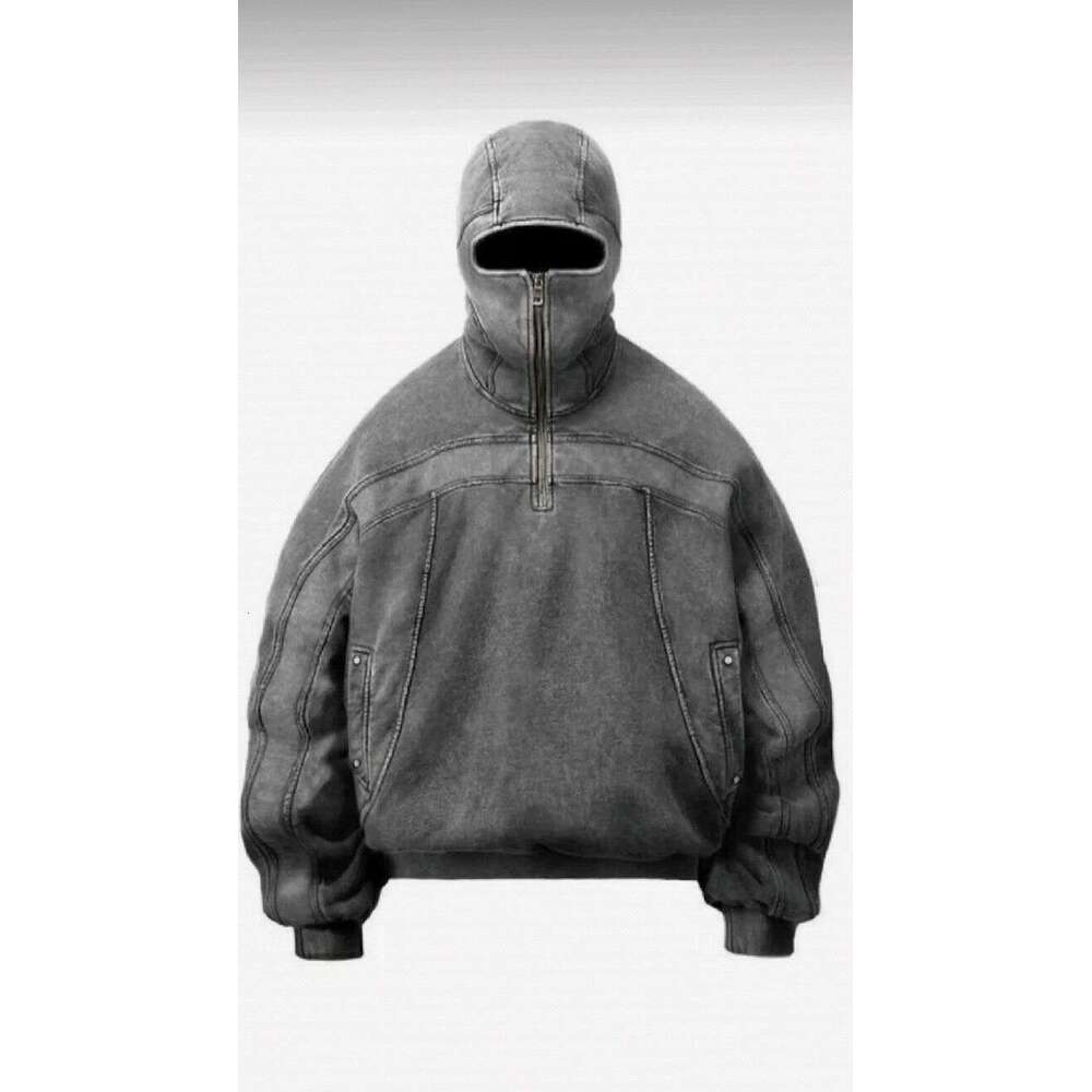 New Shoulder Ninja Full Face Zipper with Eye Hole Hoodie Long Sleeve Men's Style