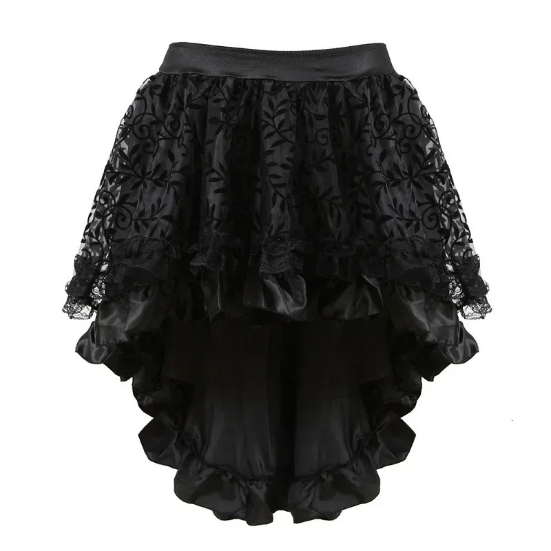 Steampunk Women Lace Floral Skirt Asymmetrica Renaissance Victorian Pirate Medieval Sexy Gothic Corset Skirts Matching 250108