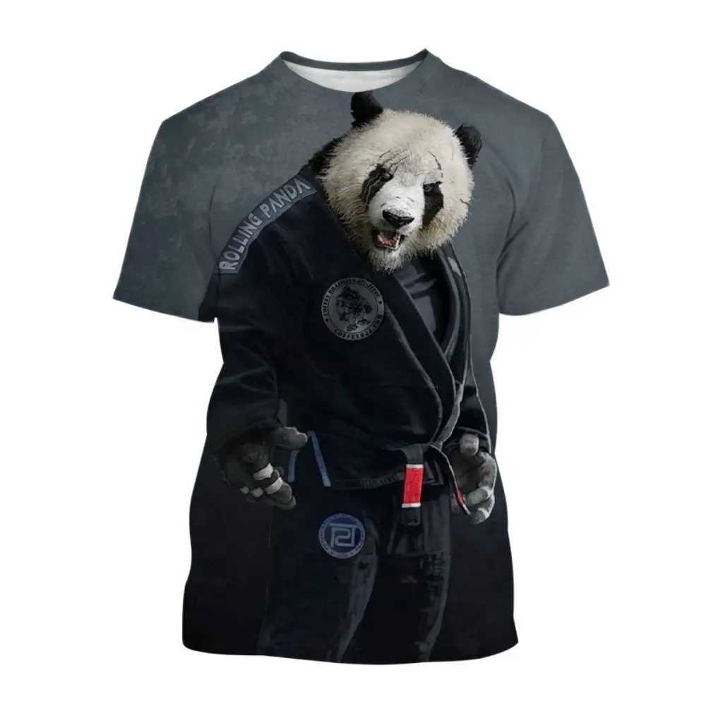 Mens T Shirt BJJ Jujitsu Enthusiast Wrestle Clothing Fashion 3D Animal Pattern Oversized T-shirt Casual O-neck Short Sleeve TopXJ250117