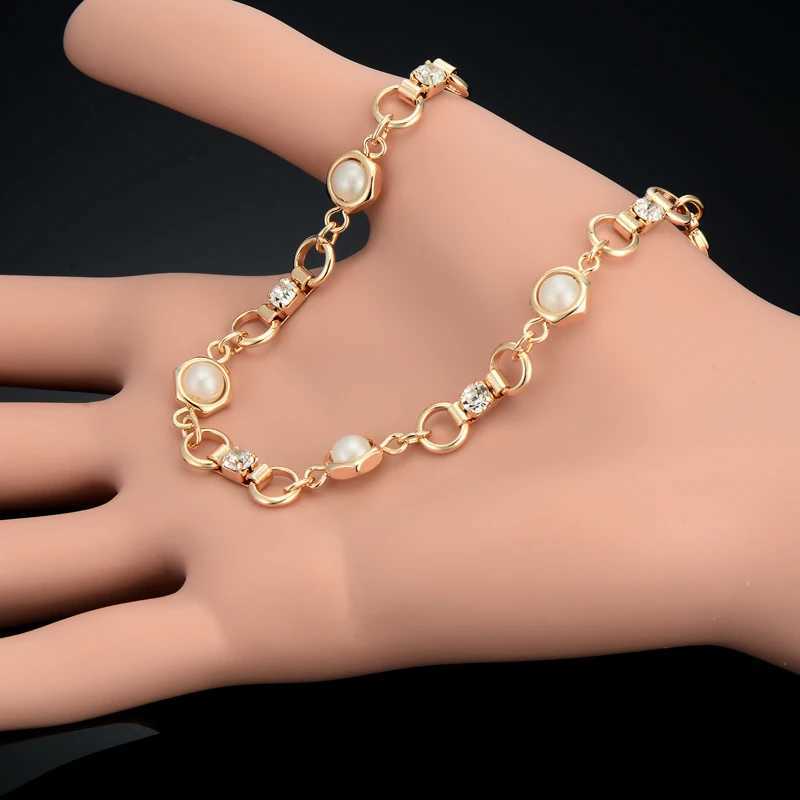Cubic Zirconia Crystal Chain Bead Rhinestone Charm Bracelet for Women Ladies Gold Silver Color Bangle Jewelry AccorieXJ250117