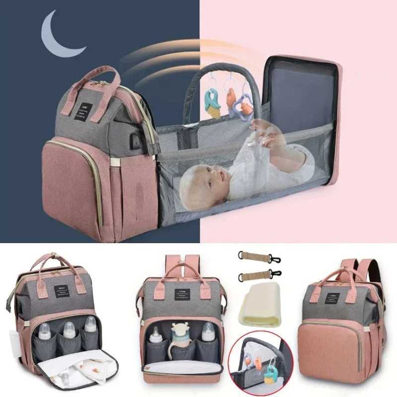 Ultimate Mommy Bag for Travel - Large-capaci Foldable Backpack with Crib Bed and Diaper BagXJ250117