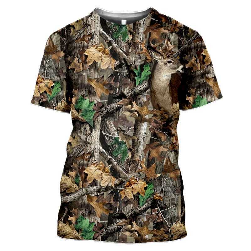 2022 New Outdoor Hunting Camouflage T-shirt Men 3d Print Summer Cool Military Tops Sport Camo Camp Gym TeesXJ250117