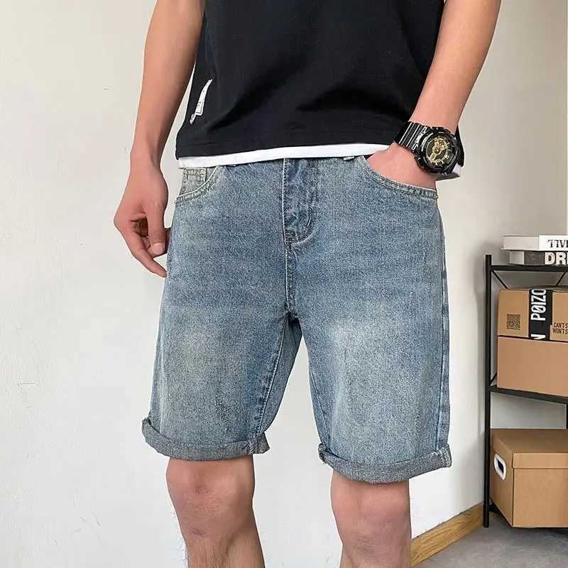 Man Denim Shorts with Pockets Straight Short Jeans Pants for Men Sale Xxxl Y2k Fashion Emo Harajuku Luxury Summer Cowboy PopularXJ250117