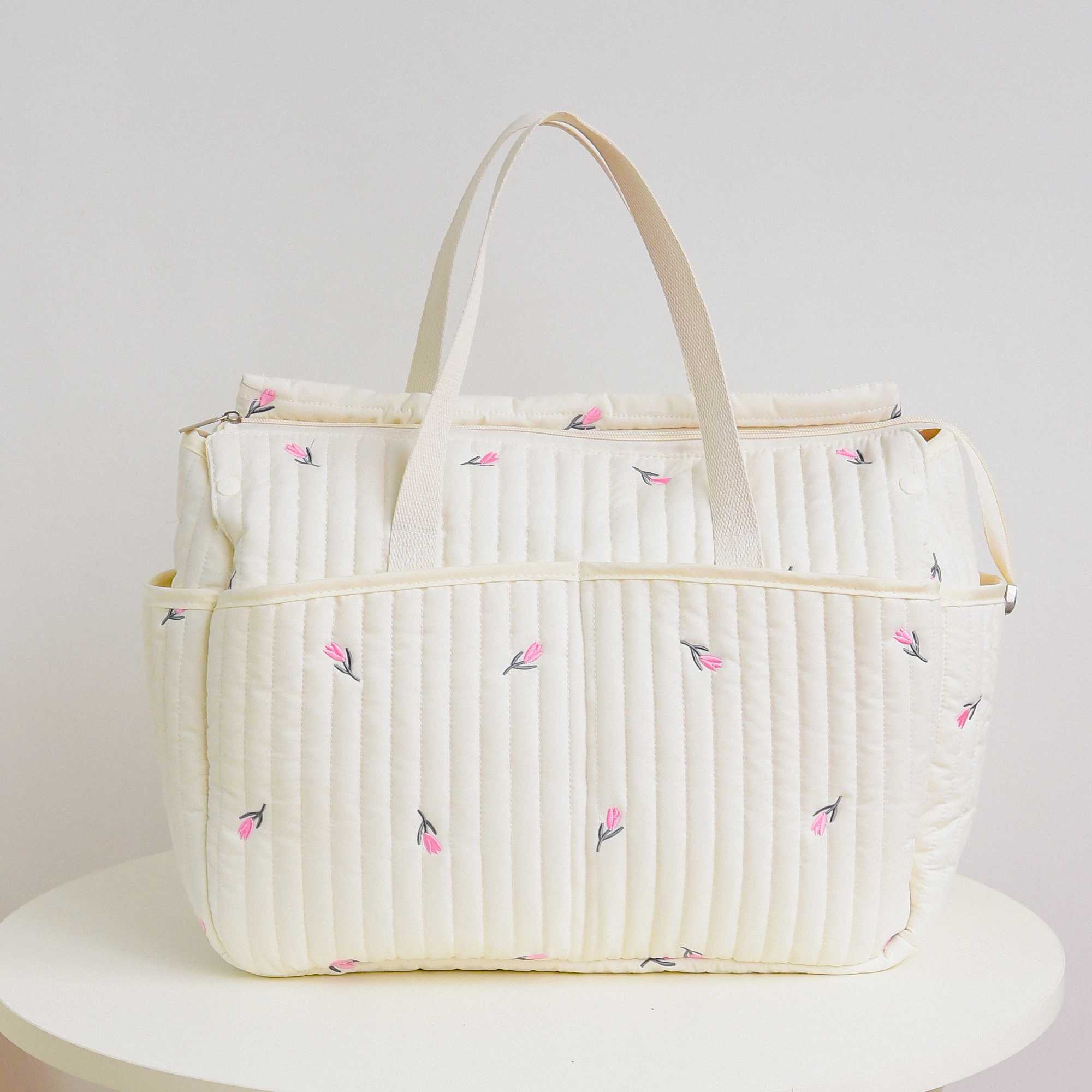 Bear Embroidered Tail Zipper Mother and Baby Bag Large Capaci Multifunctional Bag Lightweight Portable Mommy Bag for OutingsXJ250117