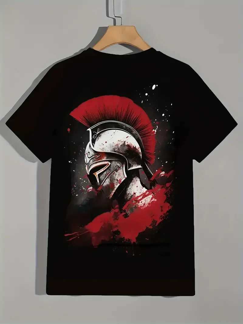 Mens T-Shirt 3d Sparta Knight Graphic Casual Slightly Stretch Breathable Short Sleeve Tee Outdoor Pullover Overszied ClothingXJ250117