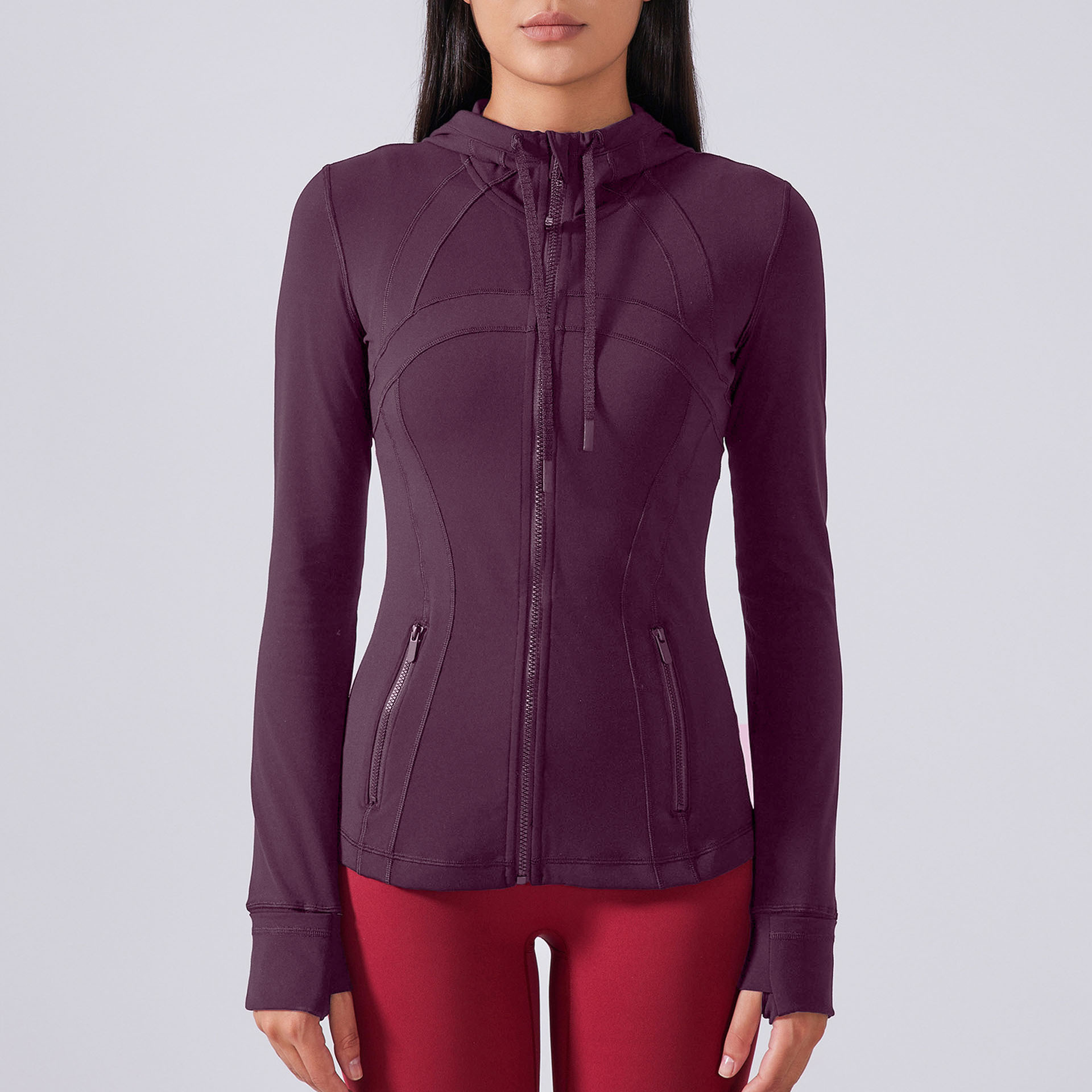 French style women's outdoor sports high-quality hooded jacket new versatile simple slim fit quick drying casual yoga fitness suit top