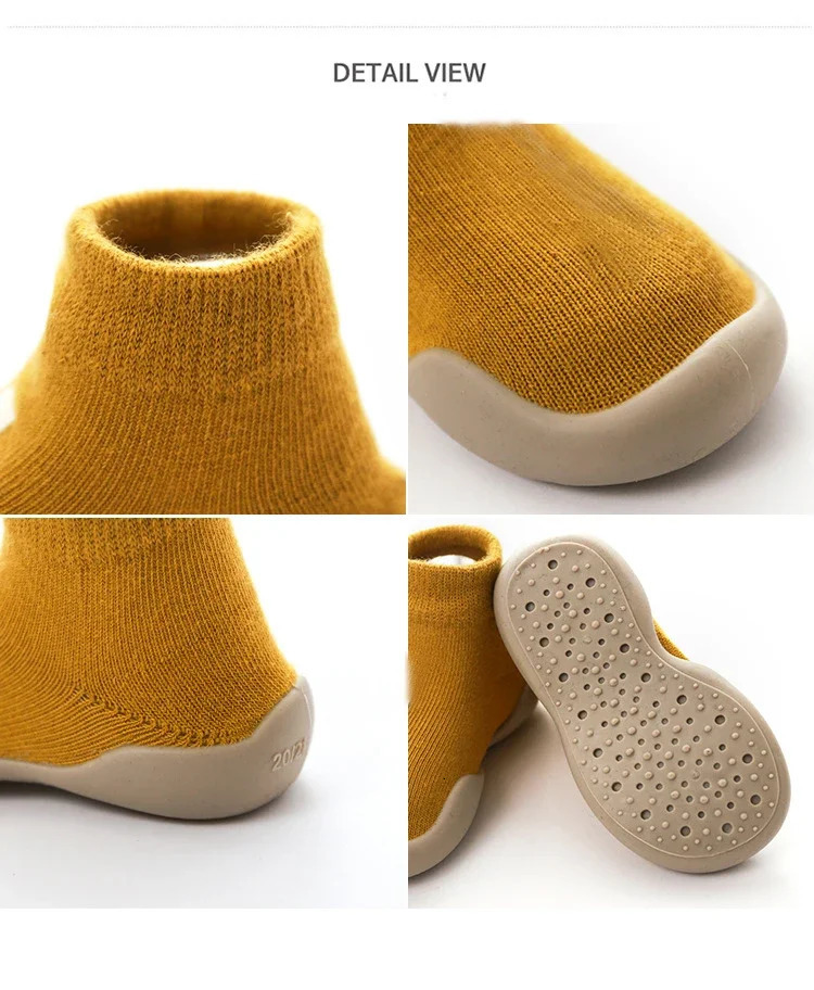 Infant Baby Shoes born First Walkers Boy Girl Kids Solid Color Soft Knit Sock Shoe Antislip Rubber Sole Toddler Booties 250115