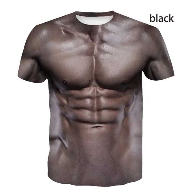 Newest Muscular Man 3D Printed T Shirt Fashion Funny Short-Sleeved Tops Pullover Mens Apparel Tee Shirt Streetwear Loose MaleXJ250117