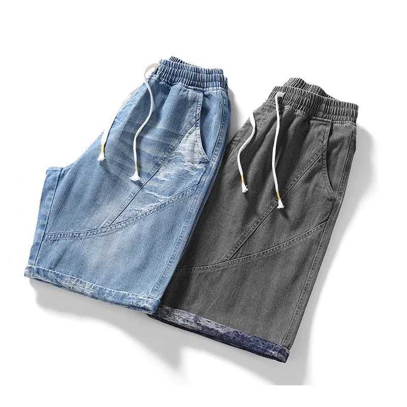 Summer Big Size Short Men Casual Plus Size Large Black 5 Loose Denim Shorts 8XL Breeches Jean Knee Shorts Pants Y2k 5XL 7XL BlueXJ250117